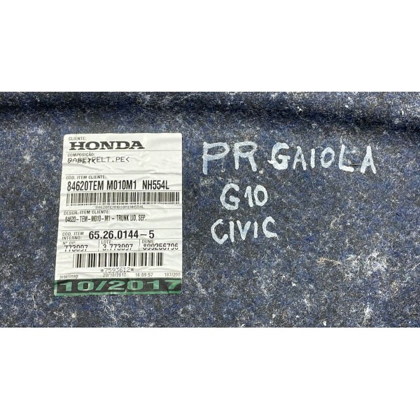 Forro Acabamento Tampa Traseira Honda Civic G10 2017 Á 2022