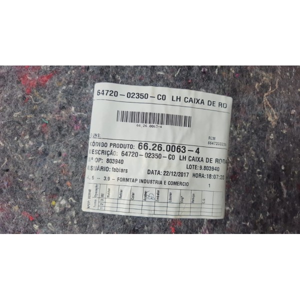 Forro Lateral Porta Malas Esquerdo Toyota Corolla 2015/2019
