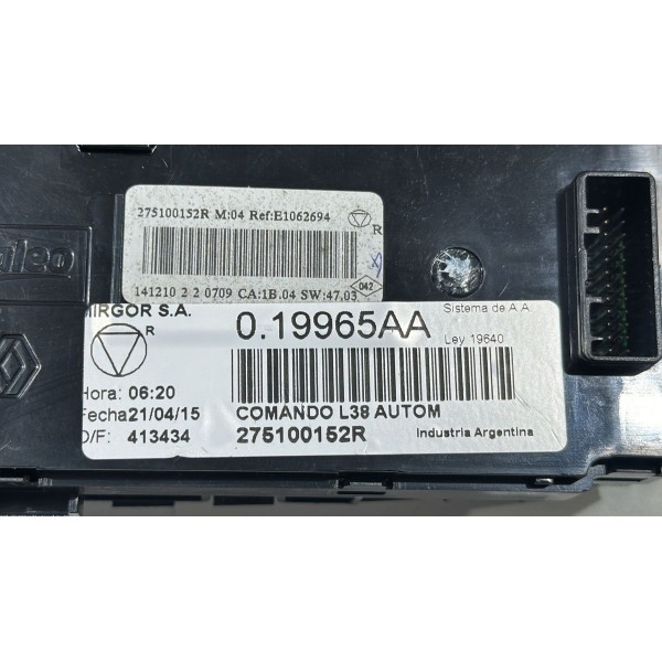Comando Ar Condicionado Renault Fluence Original