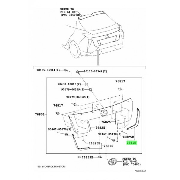 Moldura Direita Aplique Tampa Traseira Prius 7681547010