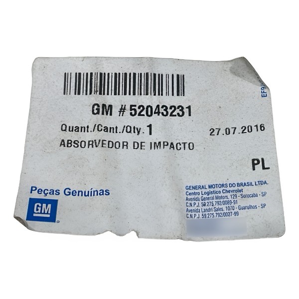 Absorvedor De Impacto Traseiro Onix Prisma 52043231
