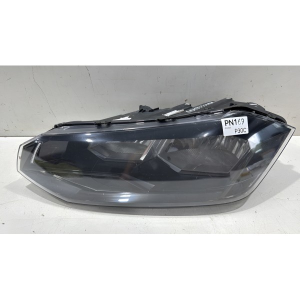 Farol Esquerdo Vw Polo Virtus 2017 2018 19 20 21 Friso Preto