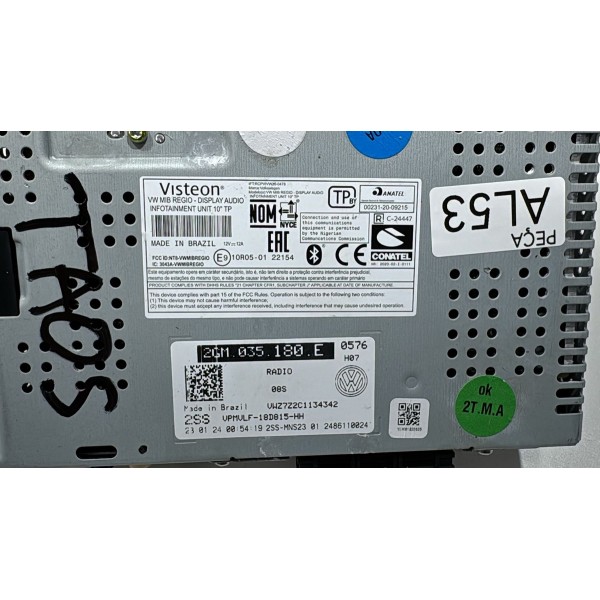 Tela Central Multimídia Volkswagen Taos 2022 2023 2024