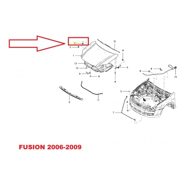 Coxim Batente Frontal Capô Fusion 2010/2012 3m8z16758a